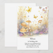 キノコの最初の誕生日招待状 招待状 (正面/裏面)