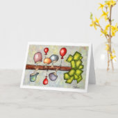 キノコの木の水の色のグリーティングカード カード (黄色い花)