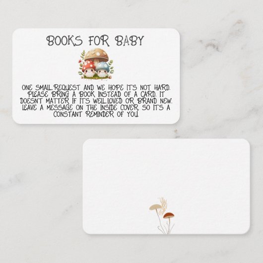 キノコの本の赤ちゃんシャワーを持ってフラット座席表 プレイスカード (正面/裏面)