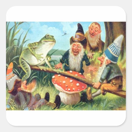 キノコの格言とカエル スクエアシール (正面)