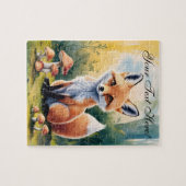 キノコの森で可愛いキツネをパーソナライズ ジグソーパズル (横)