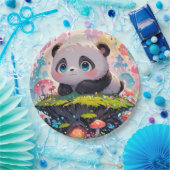 キノコの森のかわいいパンダ ペーパープレート (パーティー)