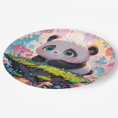 キノコの森のかわいいパンダ ペーパープレート (アングル)