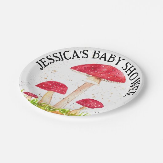 キノコの森の水の色の赤自然 ペーパープレート (アングル)