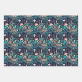 キノコの森の魔法のギフト ラッピングペーパーシート