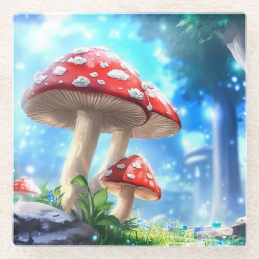 キノコの森 ガラスコースター (正面)