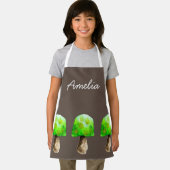キノコの水の緑の色かわいい菌類 エプロン (インサイチュ)