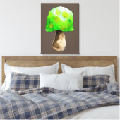 キノコの水の緑の色かわいい菌類 キャンバスプリント (インサイチュ (寝室))