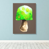 キノコの水の緑の色かわいい菌類 キャンバスプリント (インサイチュ (ウッドフロア))