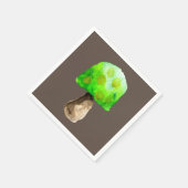 キノコの水の緑の色かわいい菌類 スタンダードカクテルナプキン (角)