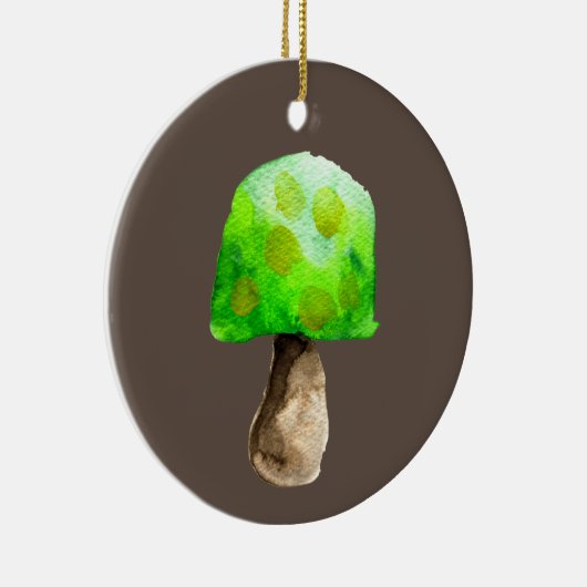 キノコの水の緑の色かわいい菌類 セラミックオーナメント (右)