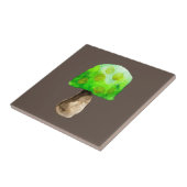 キノコの水の緑の色かわいい菌類 タイル (側面)