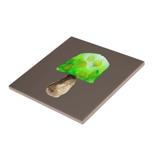 キノコの水の緑の色かわいい菌類 タイル (側面)