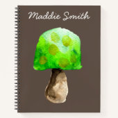 キノコの水の緑の色かわいい菌類 ノートブック (正面)