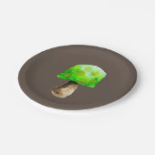 キノコの水の緑の色かわいい菌類 ペーパープレート (アングル)