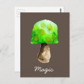 キノコの水の緑の色かわいい菌類 ポストカード (正面/裏面)