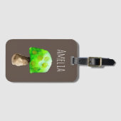 キノコの水の緑の色かわいい菌類 ラゲッジタグ (正面横)