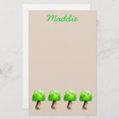 キノコの水の緑の色かわいい菌類 便箋 (正面/裏面)