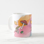 キノコの水絵画色 コーヒーマグカップ (正面左)