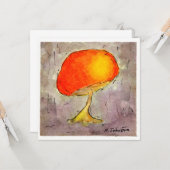 キノコの水色グリーティングカード カード (正面/裏面インサイチュ)