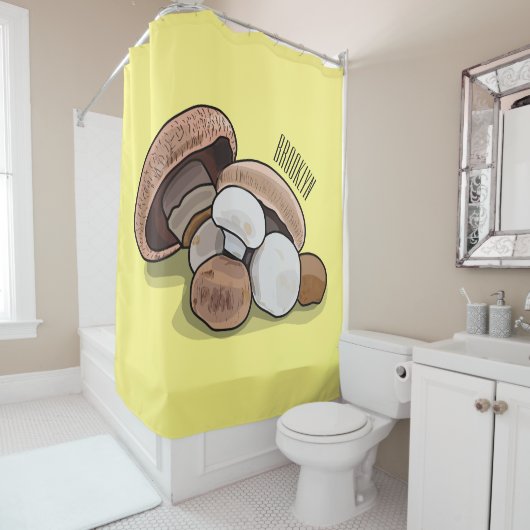 キノコの漫画イラストレーション シャワーカーテン (インサイチュ)