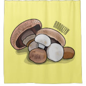 キノコの漫画イラストレーション シャワーカーテン (正面)