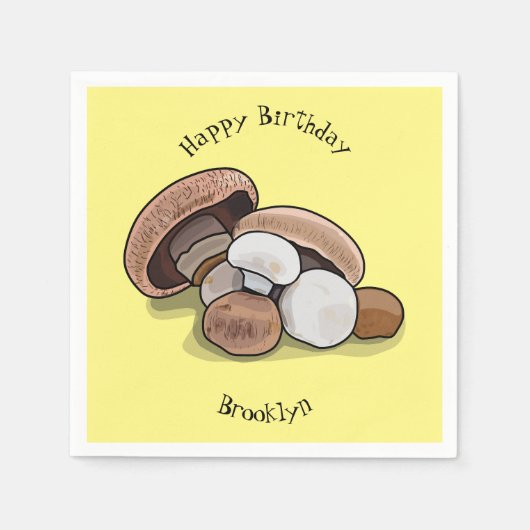 キノコの漫画イラストレーション スタンダードカクテルナプキン (正面)