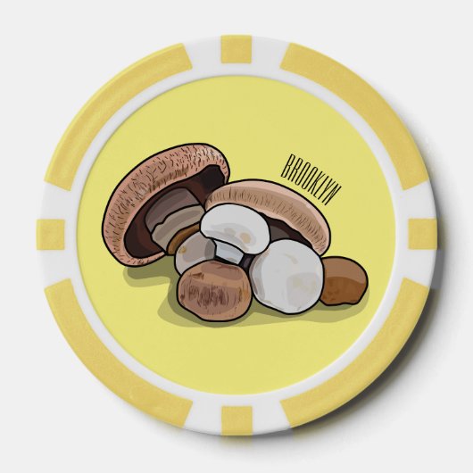 キノコの漫画イラストレーション ポーカーチップ (正面)