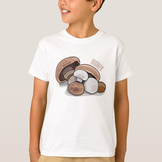 キノコの漫画イラストレーション Tシャツ (正面)