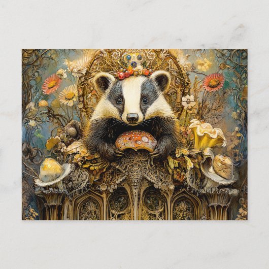 キノコの玉座のファンタジー ポストカード (正面)