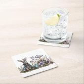 キノコの神秘的なウサギ スクエアペーパーコースター (インサイチュ)