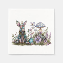 キノコの神秘的なウサギ スタンダードカクテルナプキン