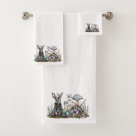キノコの神秘的なウサギ バスタオルセット