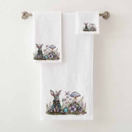 キノコの神秘的なウサギ バスタオルセット (インサイチュ)