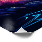 キノコの神秘的なネオ白熱［赤熱］光を放つフォレスト ポスター (コーナー)