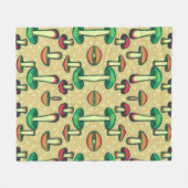 キノコの背景 フリースブランケット (正面(横))