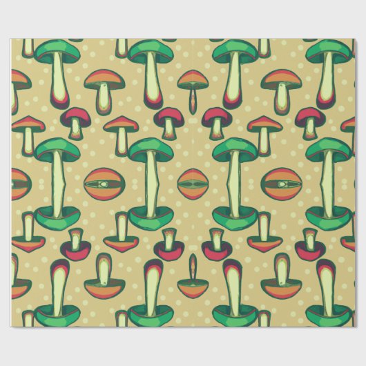 キノコの背景 ラッピングペーパー (フラット)