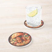 キノコの茶色の小さな女の子の下の2つの色 コースター (側面)