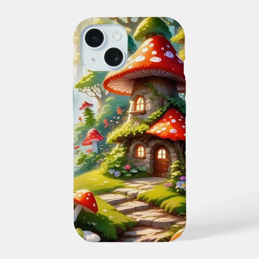 キノコの街iPhoneケース iPhone 15ケース (裏面)