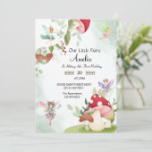 キノコの誕生日フェアリーの森の水の色 招待状 (スタンド正面)