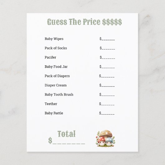キノコの赤ちゃんシャワーベビー項目の価格を推測 (正面)