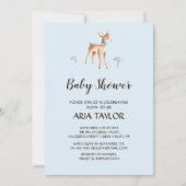 キノコの赤ちゃんシャワー付き水彩鹿 招待状 (正面)
