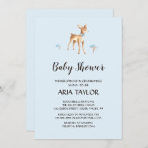 キノコの赤ちゃんシャワー付き水彩鹿