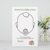 キノコの赤ちゃんシャワー描画顔 便箋 (スタンド正面)