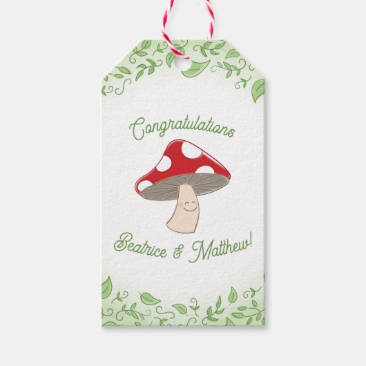 キノコの赤ちゃんシャワー ギフトタグ (正面)