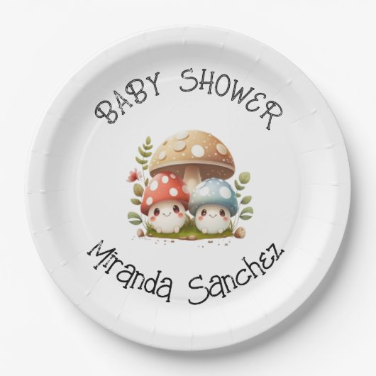 キノコの赤ちゃんシャワー ペーパープレート (正面)