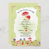キノコの赤ちゃんシャワー 招待状 (正面/裏面)