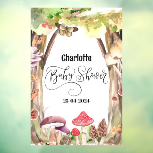 キノコの赤ん坊のシャワーウッドランド ウィンドウサイン (シート3)