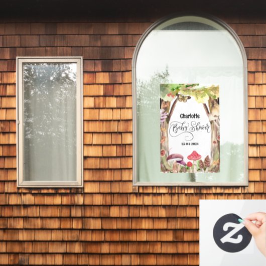 キノコの赤ん坊のシャワーウッドランド ウィンドウサイン (ホームウィンドウ)