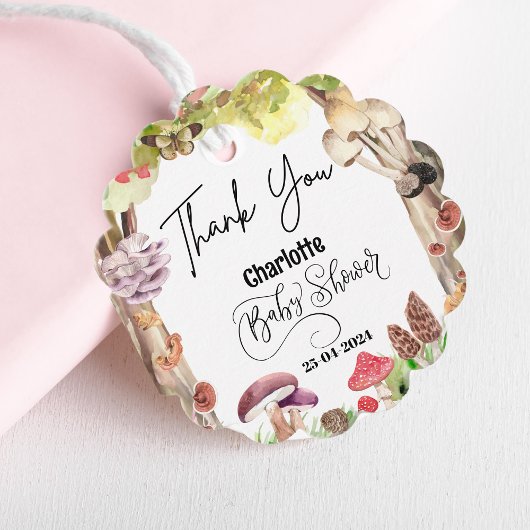 キノコの赤ん坊のシャワーウッドランド フェイバータグ